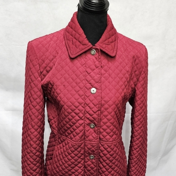 White Stag Quilted Maroon Mini Trench Jacket 100% Polyester Size S 4-6 - Picture 3 of 7